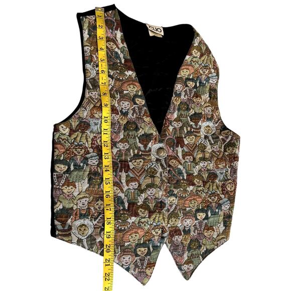 VTG Clio Button Up Vest Women Medium Children of the World Tapestry MADE IN USA - Picture 6 of 10